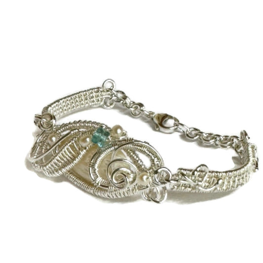 Mermaid Tail Pearl & Zircon Woven Bracelet