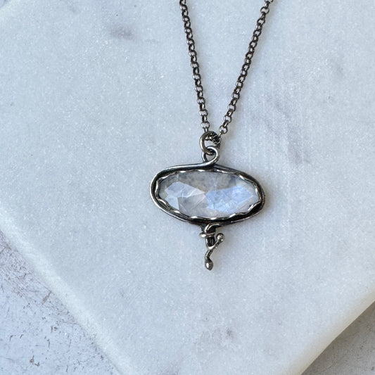 Moonstone Silver Patina'd Necklace