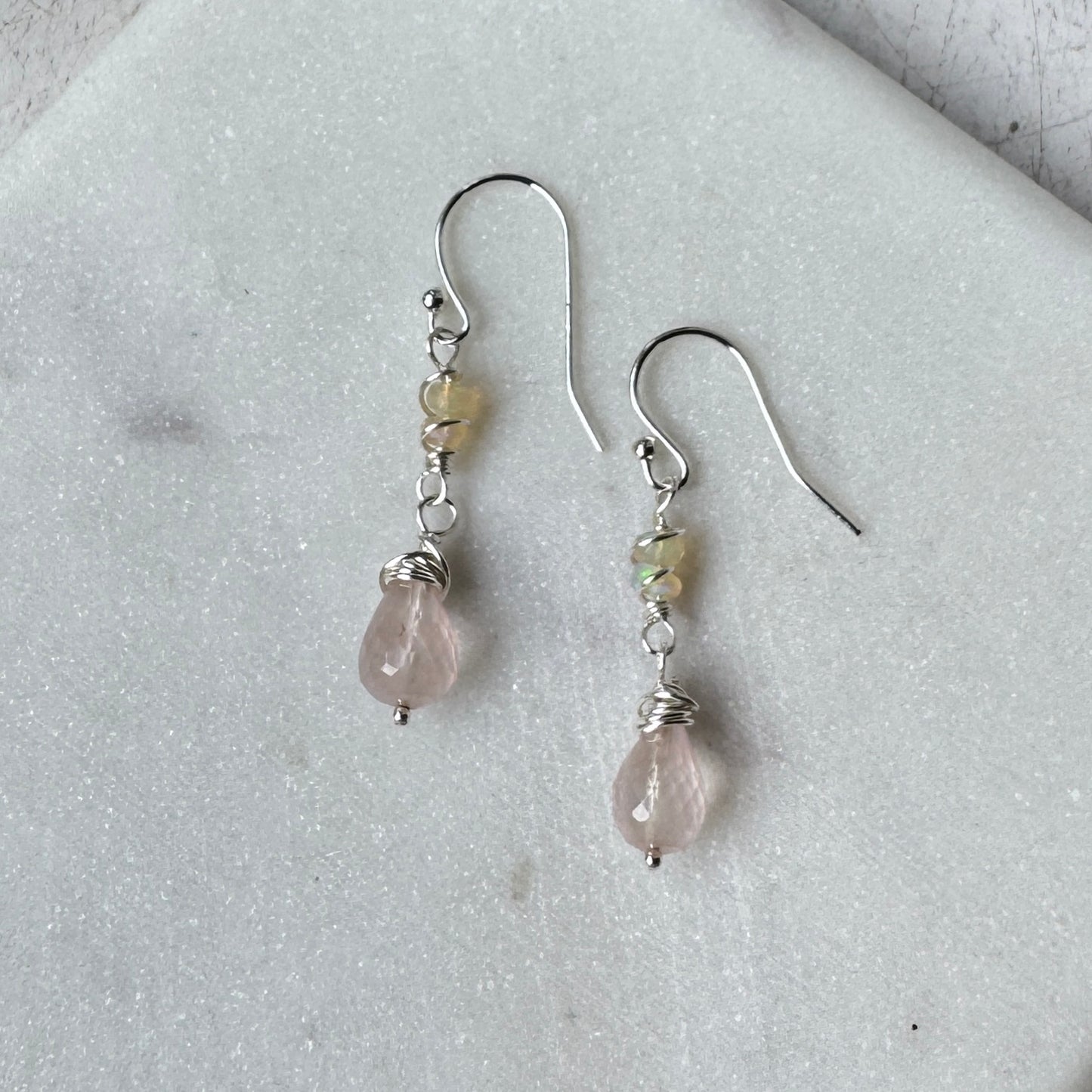Morganite & Opal Earrings