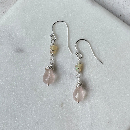 Morganite & Opal Earrings