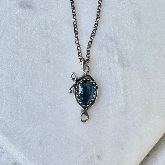 Neon Kyanite Silver Patina'd Necklace