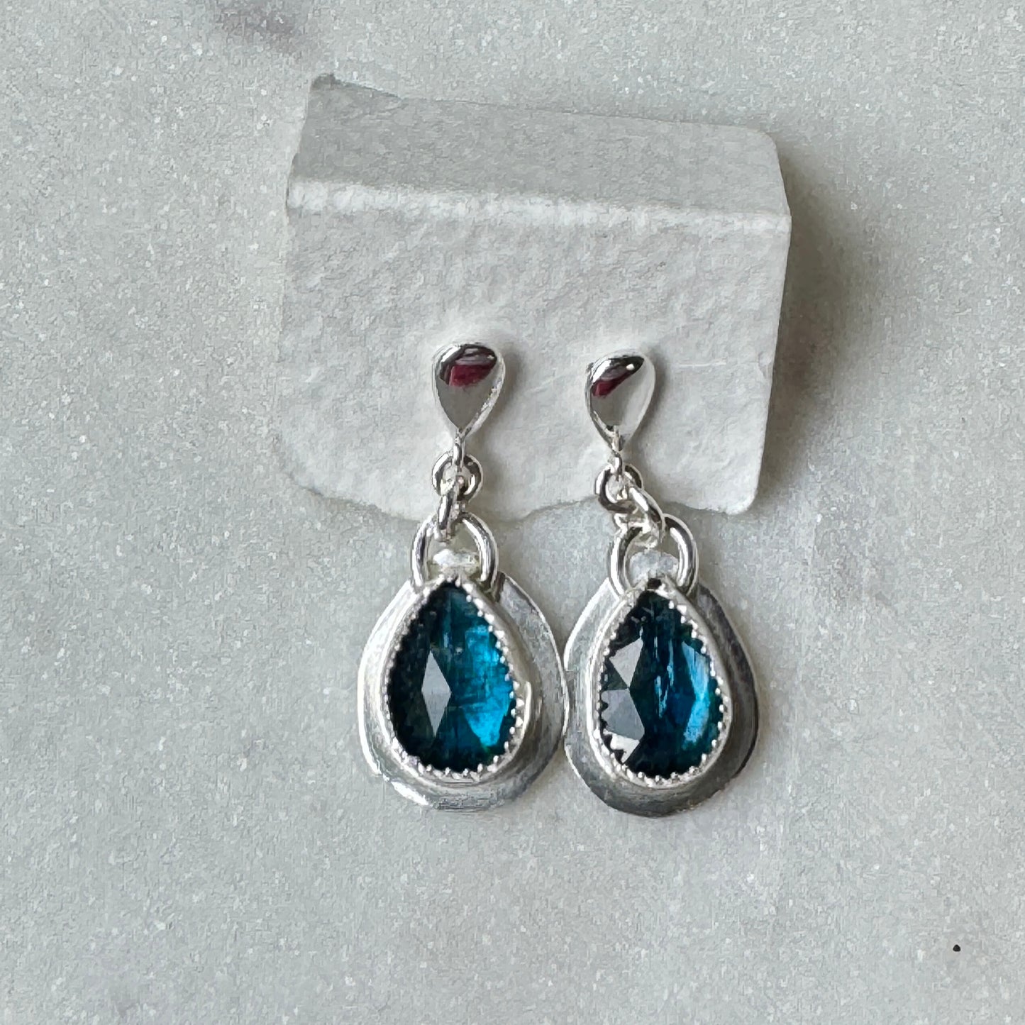 Neon Kyanite Silver Drop Post Earrings