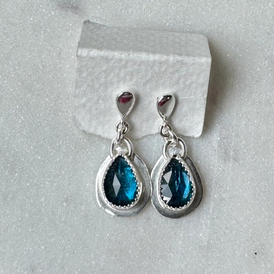 Neon Kyanite Silver Drop Post Earrings