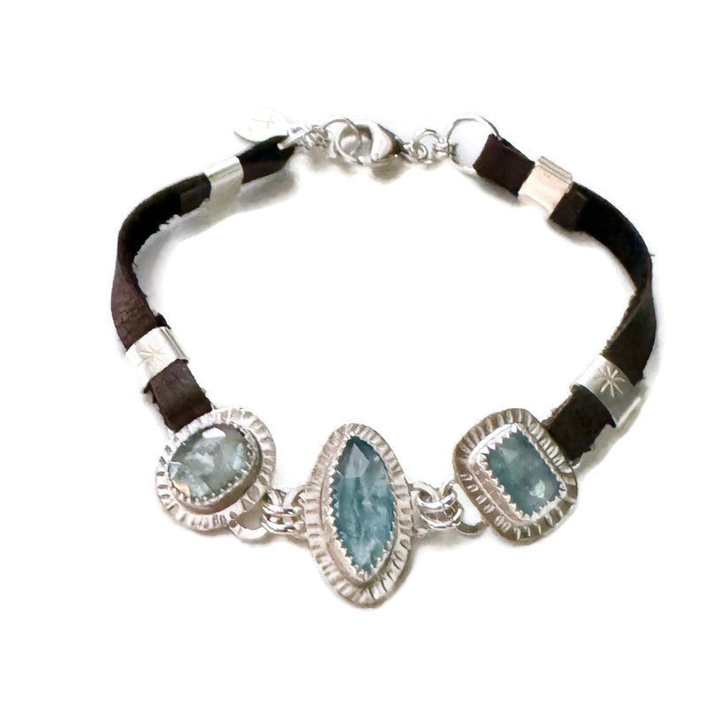 Ocean Kyanite Leather Bracelet