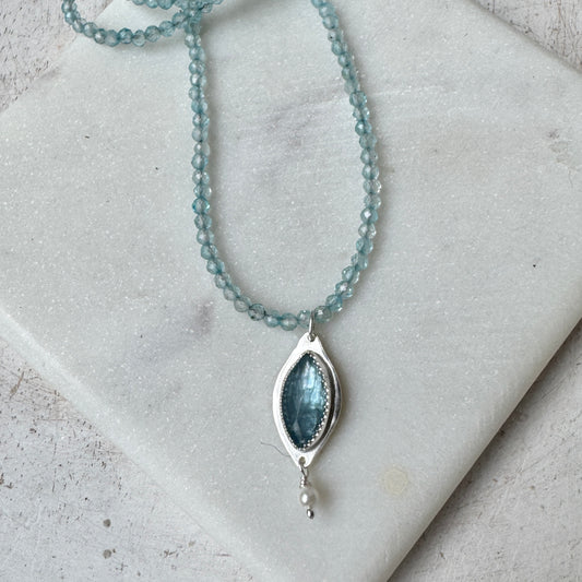 Ocean Kyanite and blue Topaz Gemstone Necklace