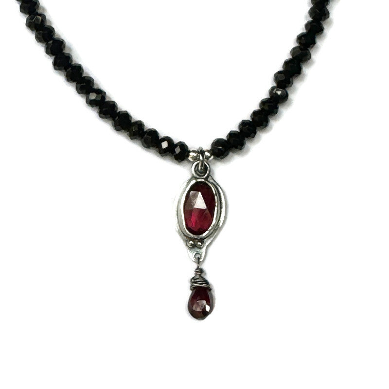 Garnet & Black Onyx Bead Necklace