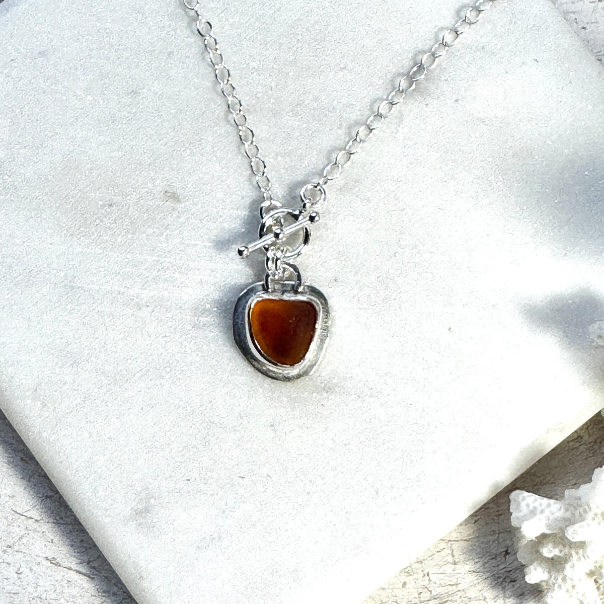 Orange Seaham Sea Glass Front Toggle Necklace