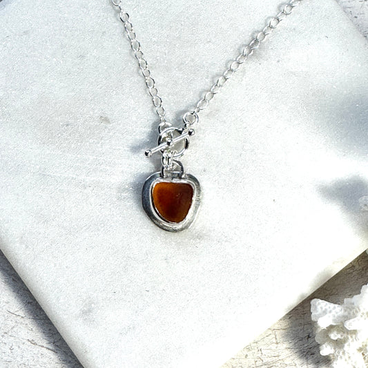 Orange Seaham Sea Glass Front Toggle Necklace