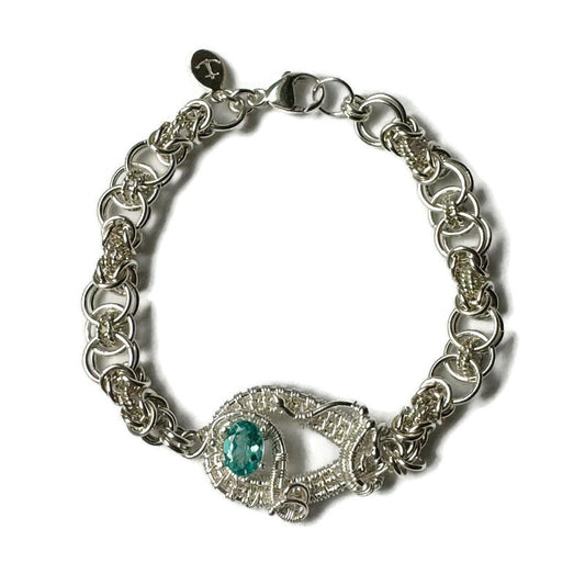 Pariba Apatite Woven Chain Maille Bracelet