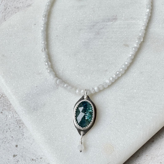 Pariba Kyanite & Moonstone Gemstone Necklace