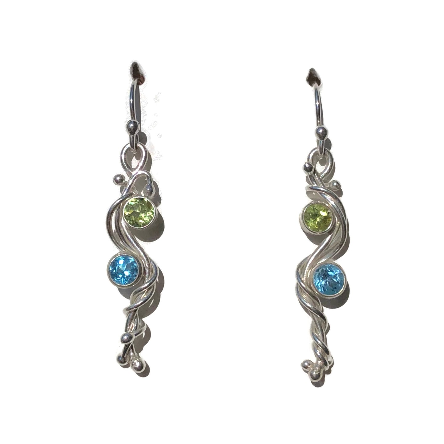 Swiss Blue Topaz & Peridot River Earrings