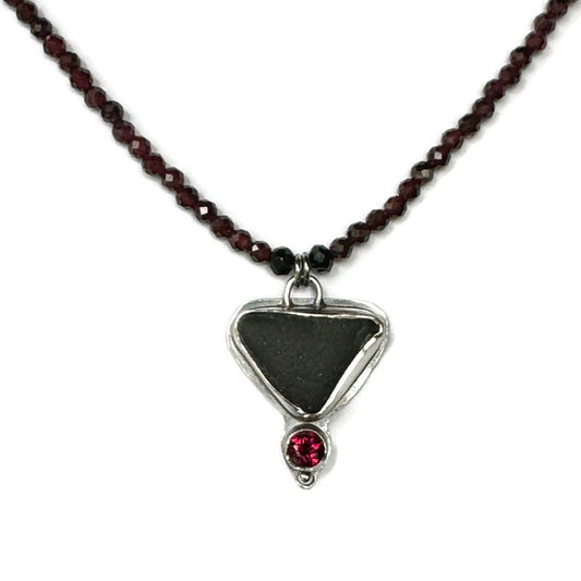 Pirate Sea Glass & Garnet Necklace