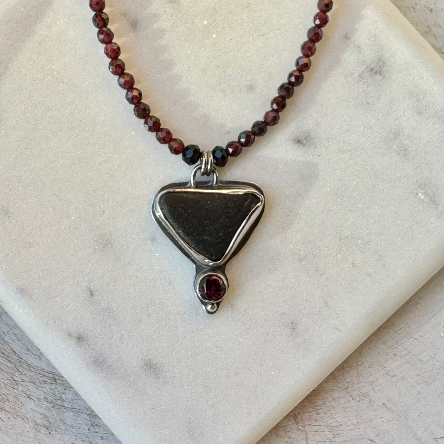 Pirate Sea Glass & Garnet Necklace