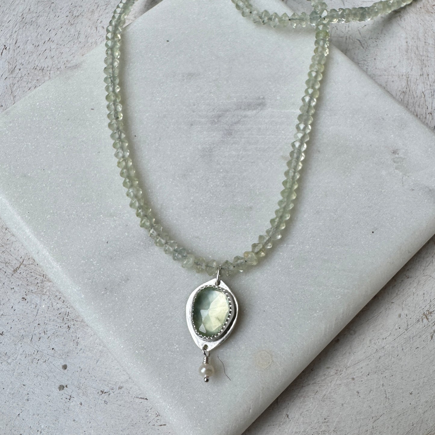 Prehnite Beaded Gemstone Necklace
