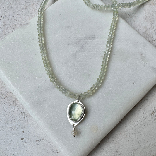 Prehnite Beaded Gemstone Necklace