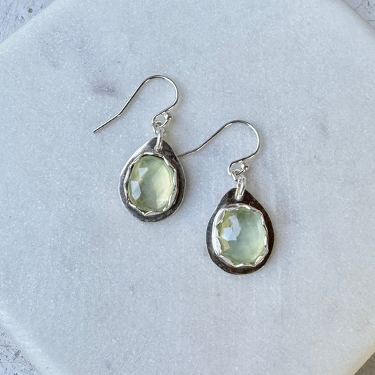 Prehnite Silver Earrings