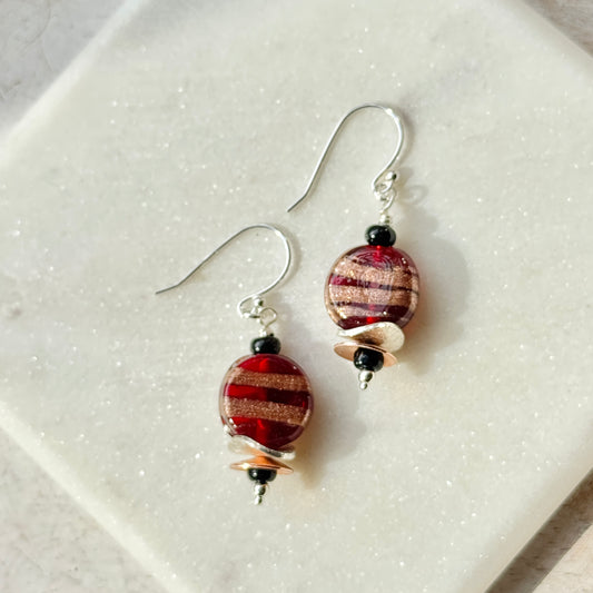 Red & Copper Bead Earrings