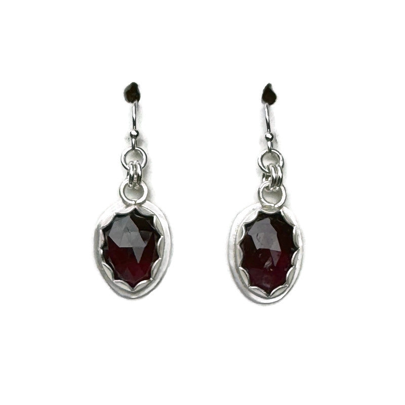 Rhodolite Garnet Bezel Set Earrings