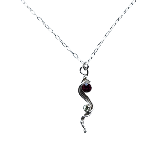 Rhodolite & Gossular Garnet Necklace - Sterling Silver River Pendant