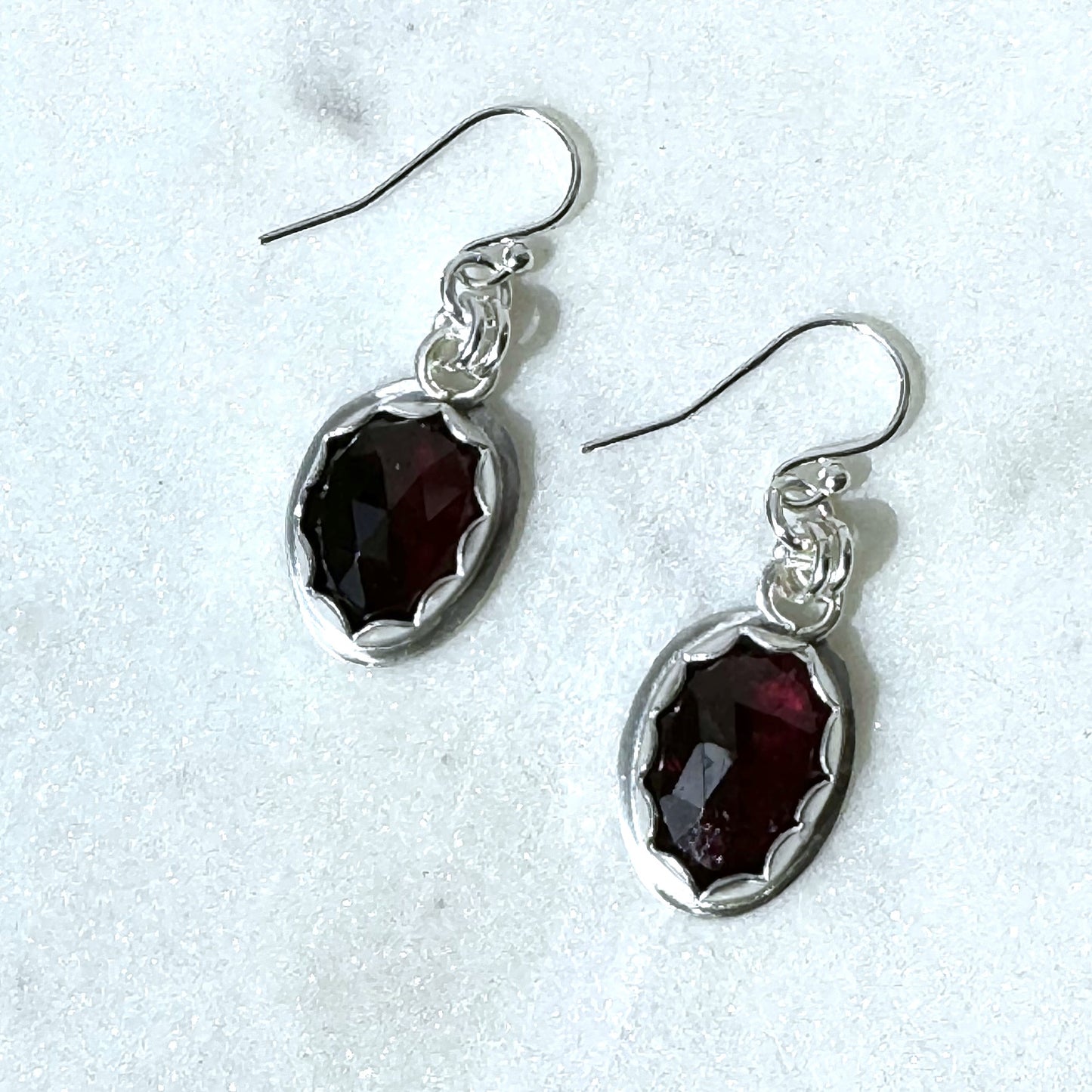 Rhodolite Garnet Bezel Set Earrings