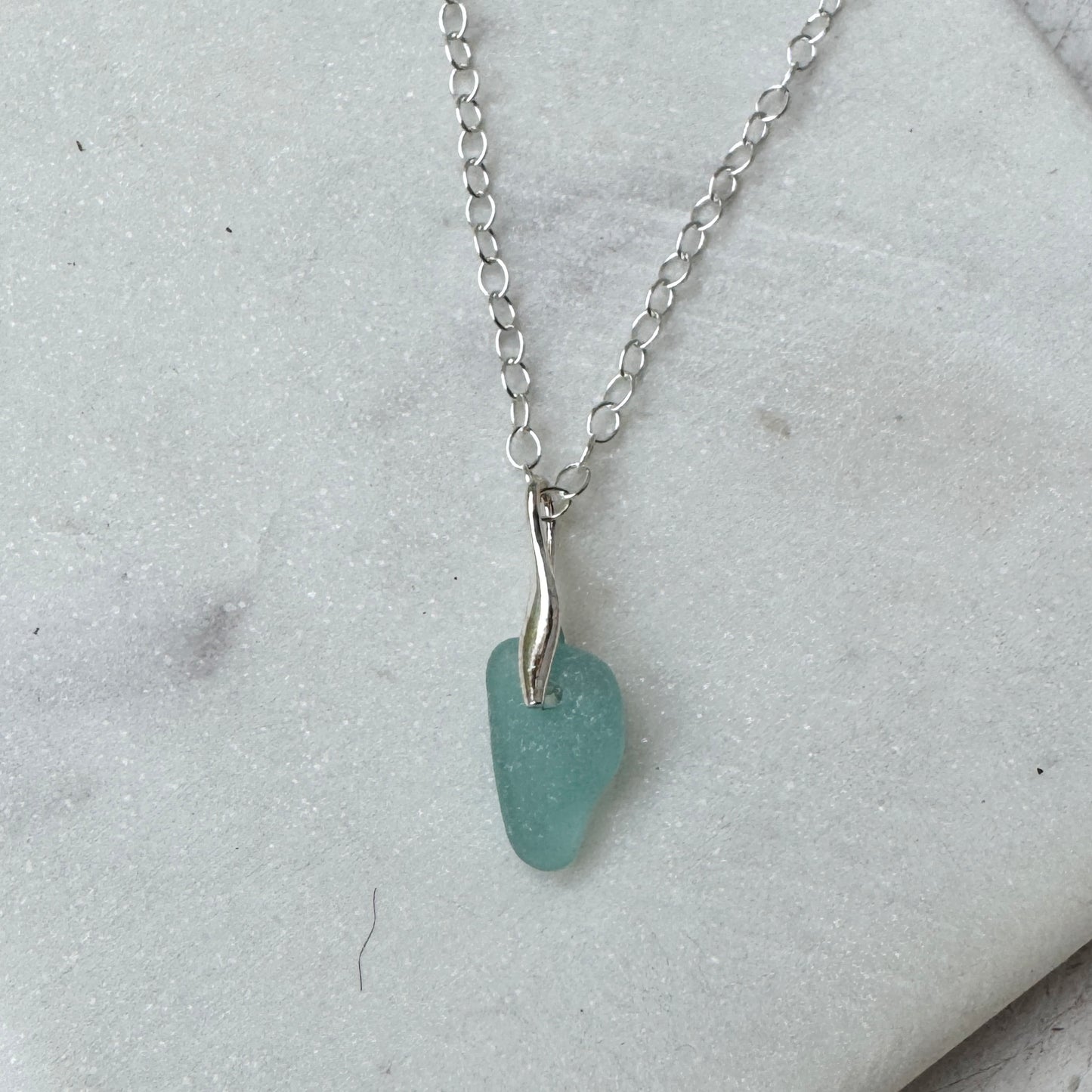 Natural Sea Glass Feather Necklace (3 Colors Available)