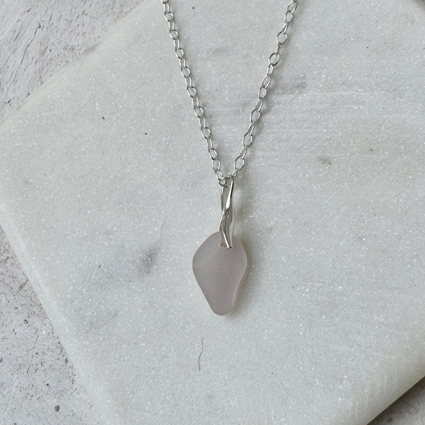 Natural Sea Glass Feather Necklace (3 Colors Available)
