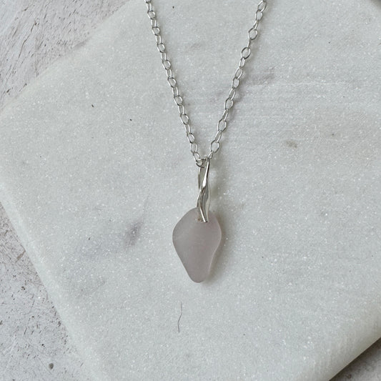 Natural Sea Glass Feather Necklace (3 Colors Available)
