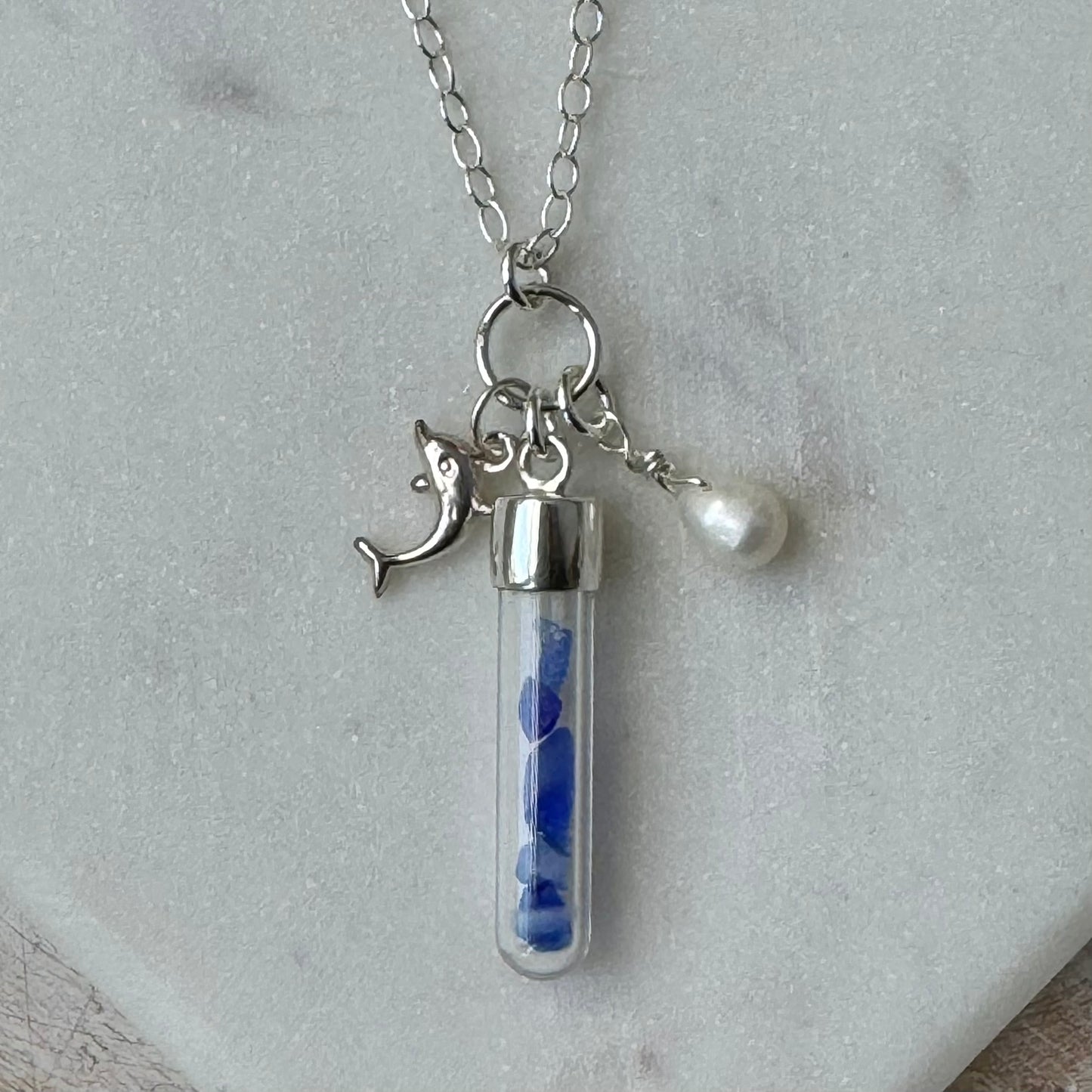 Sea Glass in a Bottle Charm Necklace