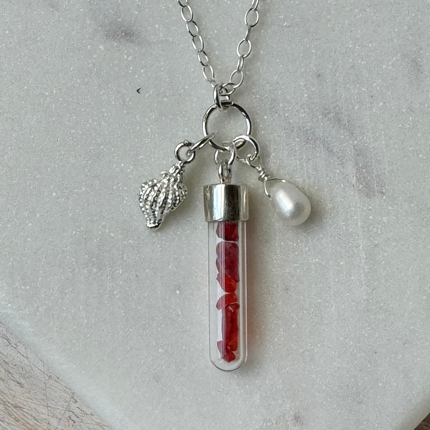 Sea Glass in a Bottle Charm Necklace