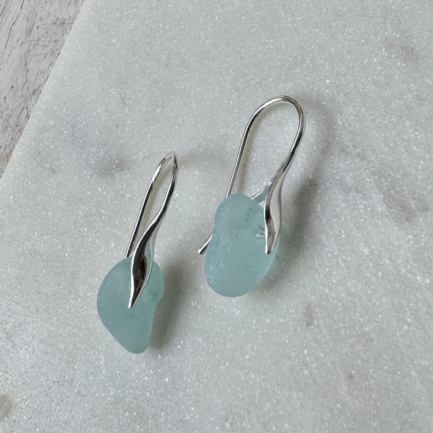 Natural Sea Glass Feather Set Earrings- 6 colors