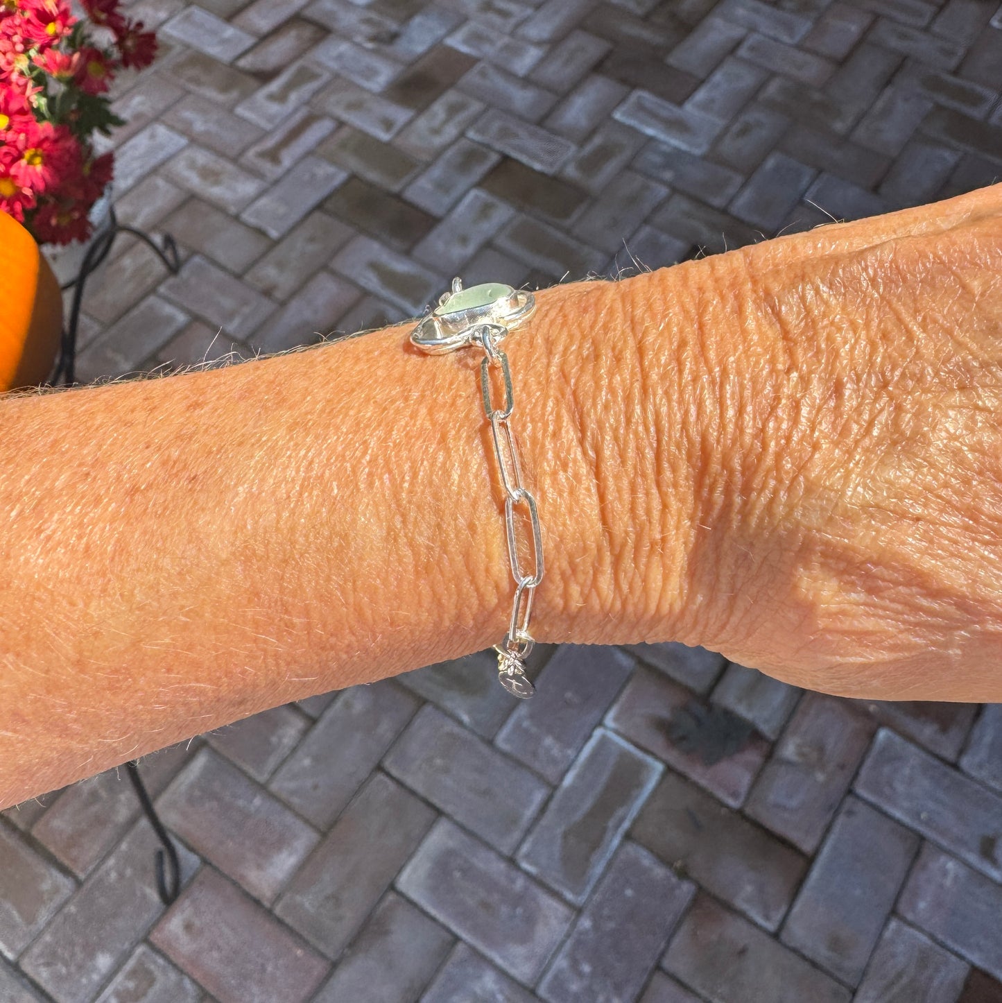 Seafoam Sea Glass Paperclip Bracelet