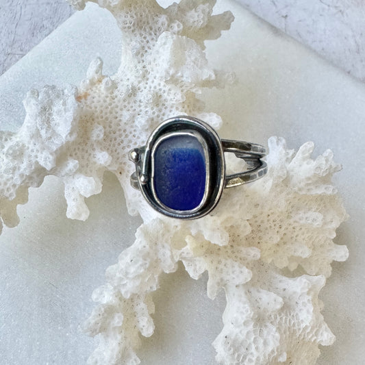 Deep Blue Seaham Sea Glass Ring