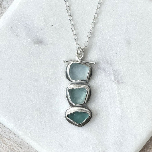 Shades of Blue Sea Glass Necklace