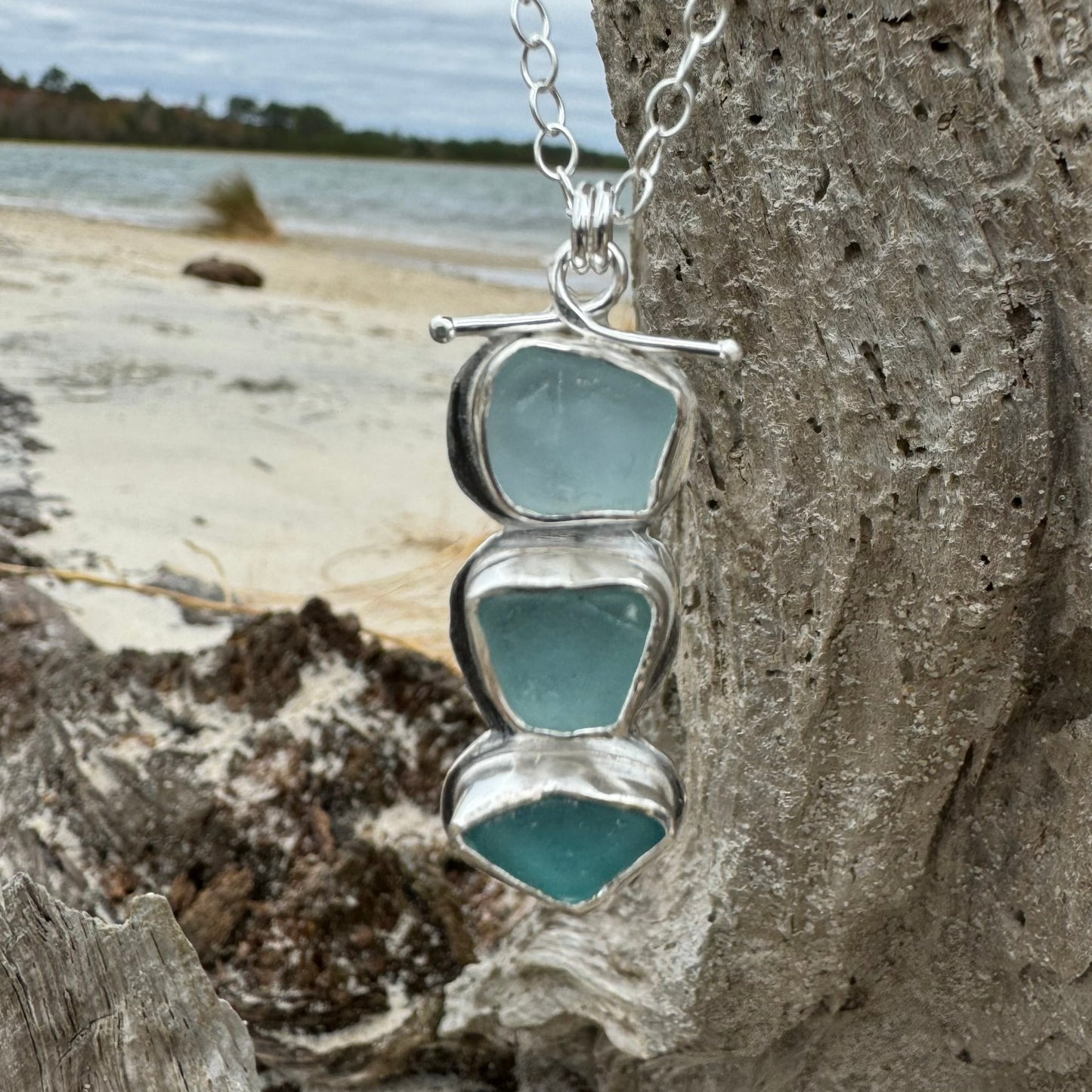 Shades of Blue Sea Glass Necklace