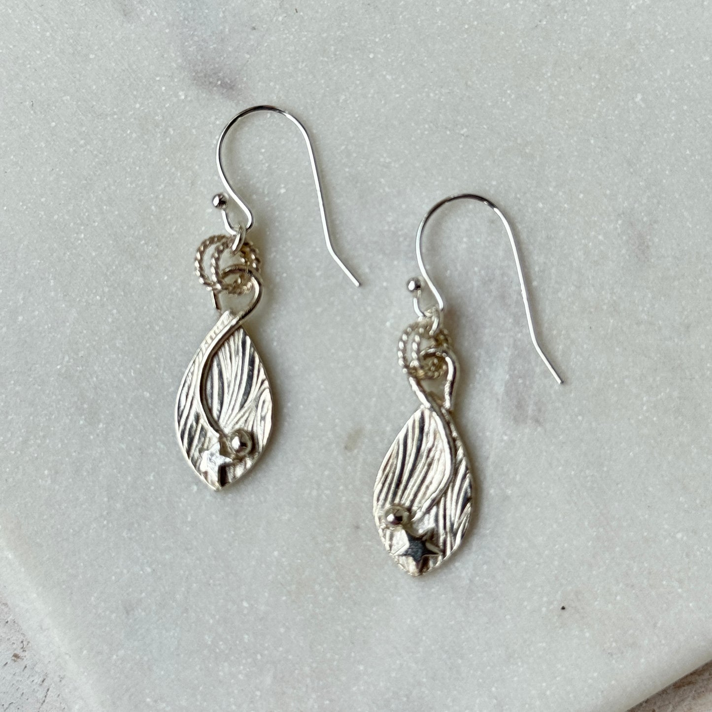 Silver Oval Shooting Stars Earrings