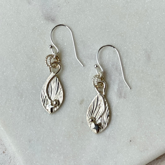 Silver Oval Shooting Stars Earrings