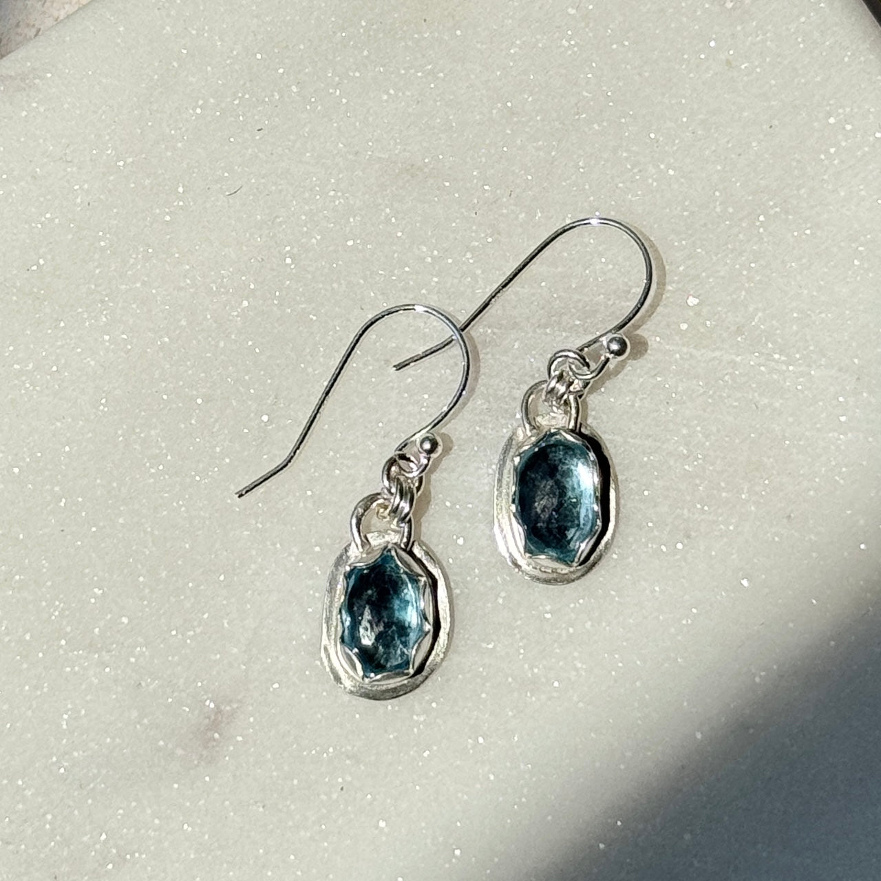 Swiss Blue Topaz Gemstone Everyday Earrings