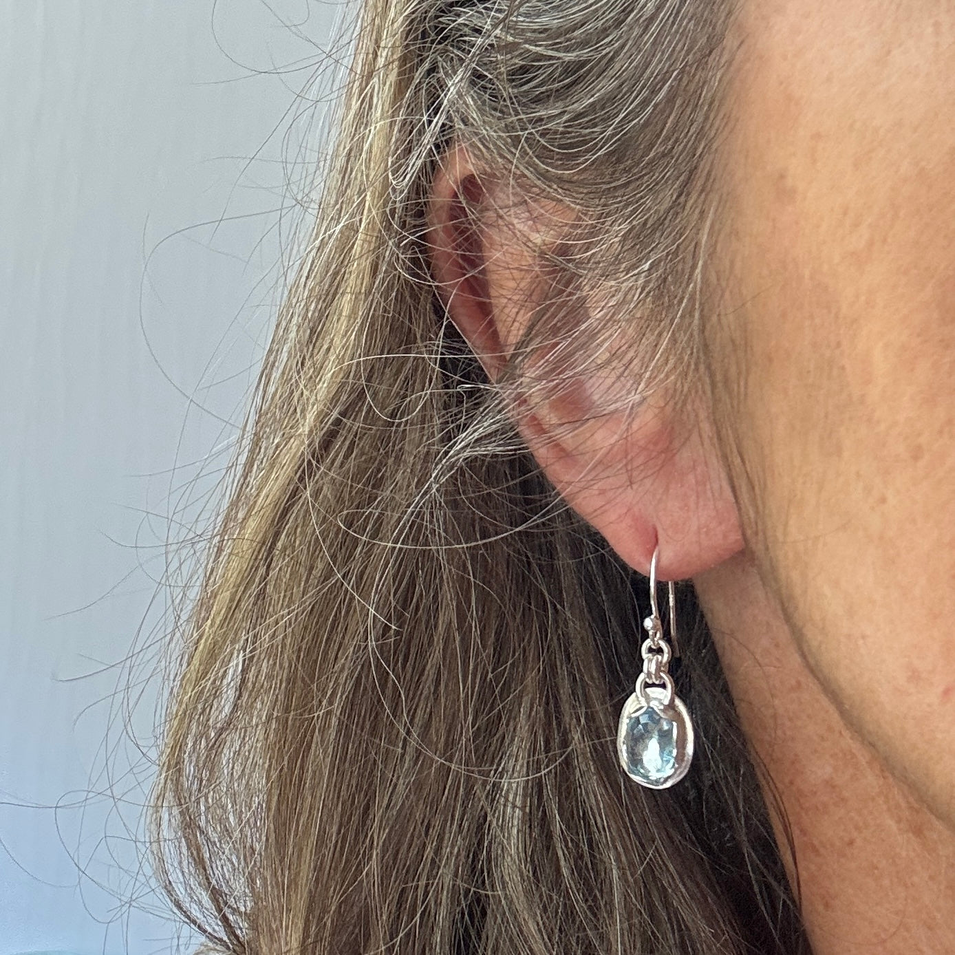 Swiss Blue Topaz Gemstone Everyday Earrings