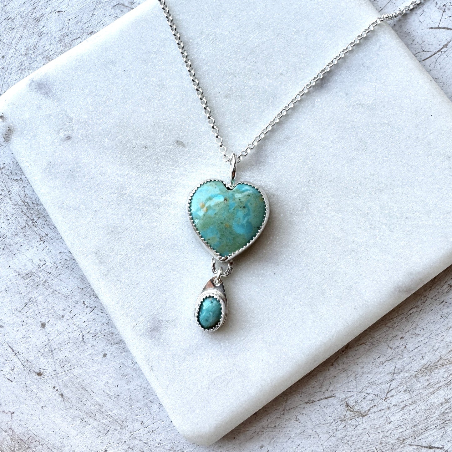 Turquoise Heart Silver Necklace
