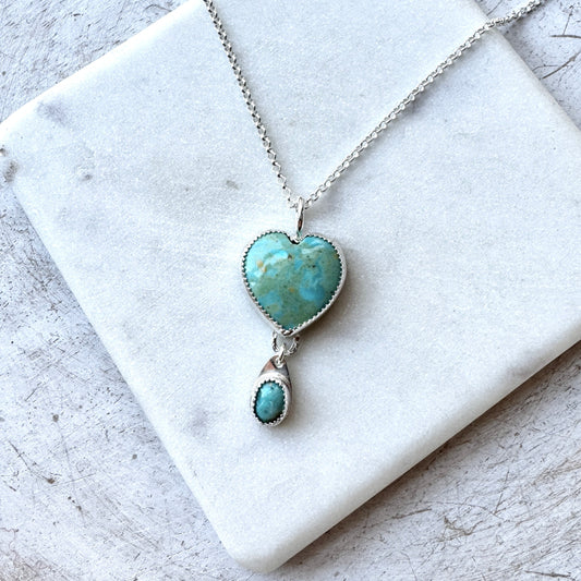 Turquoise Heart Silver Necklace