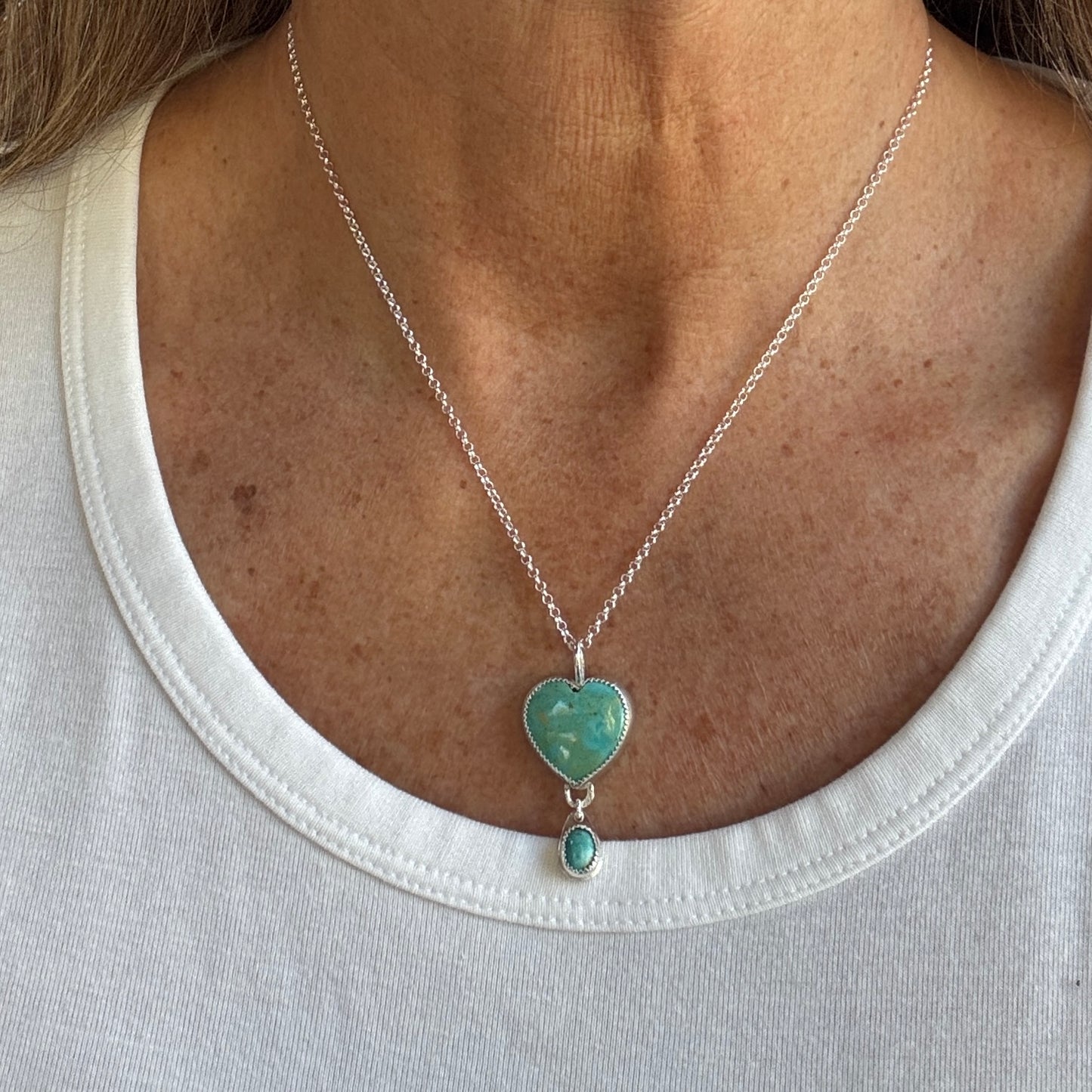 Turquoise Heart Silver Necklace