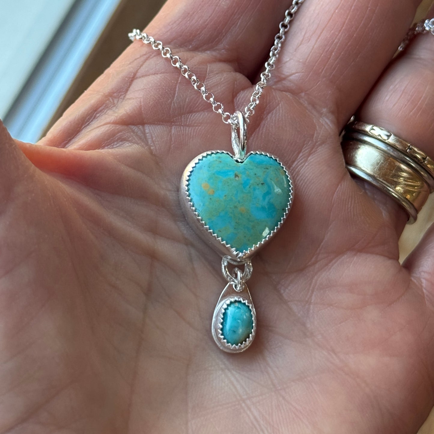 Turquoise Heart Silver Necklace