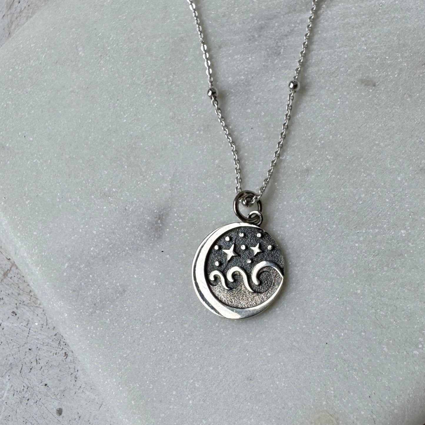 Waves & Stars Silver Necklace