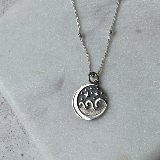 Waves & Stars Silver Necklace