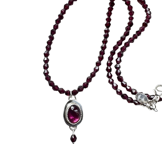 Garnet Beaded Gemstone Necklace