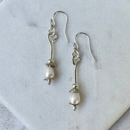 Pearl & Silver Earrings