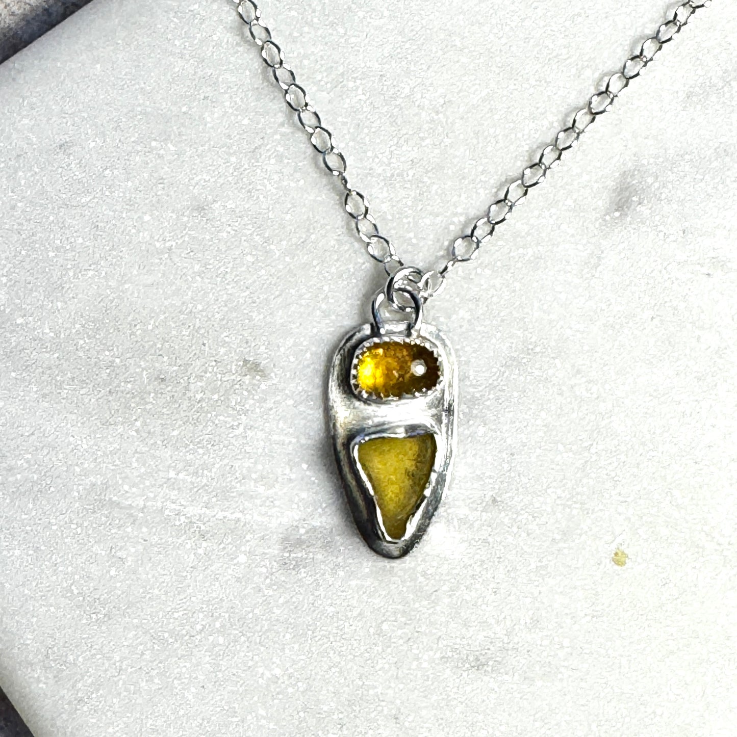 Yellow Sea Glass & Yellow Tourmaline Necklace