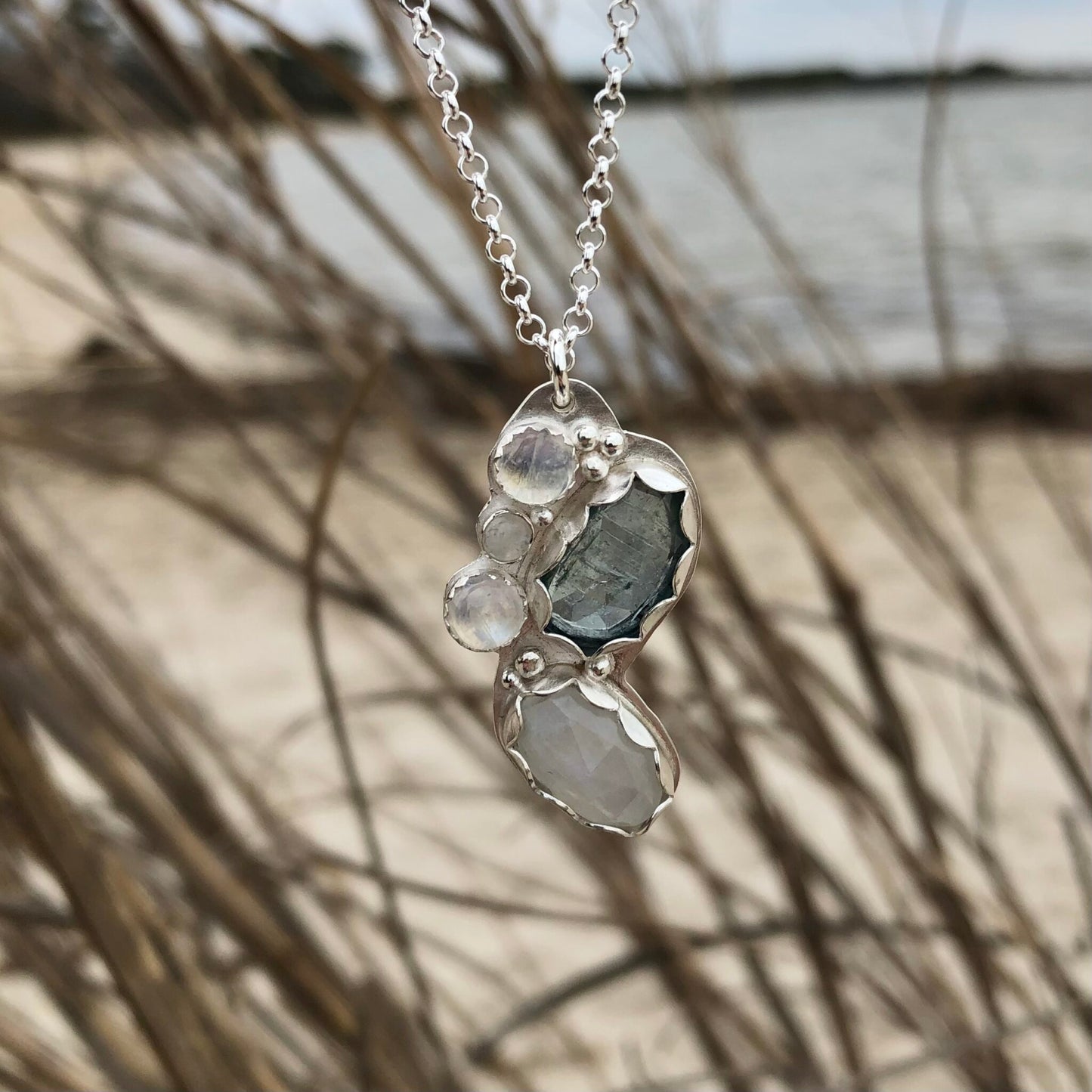 Blue Kyanite & Moonstone Tidal Necklace