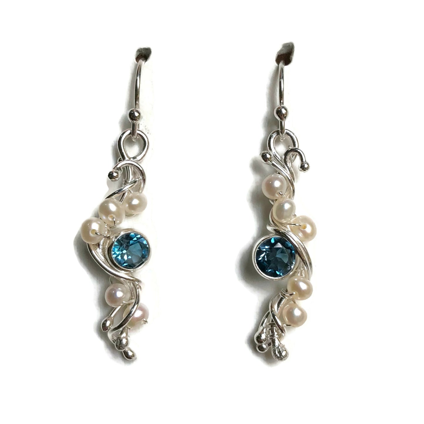 London Blue Topaz & Pearl River Earrings