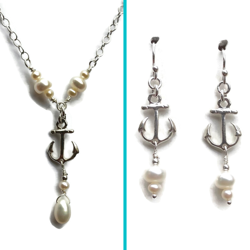 Pearl & Anchor Earrings